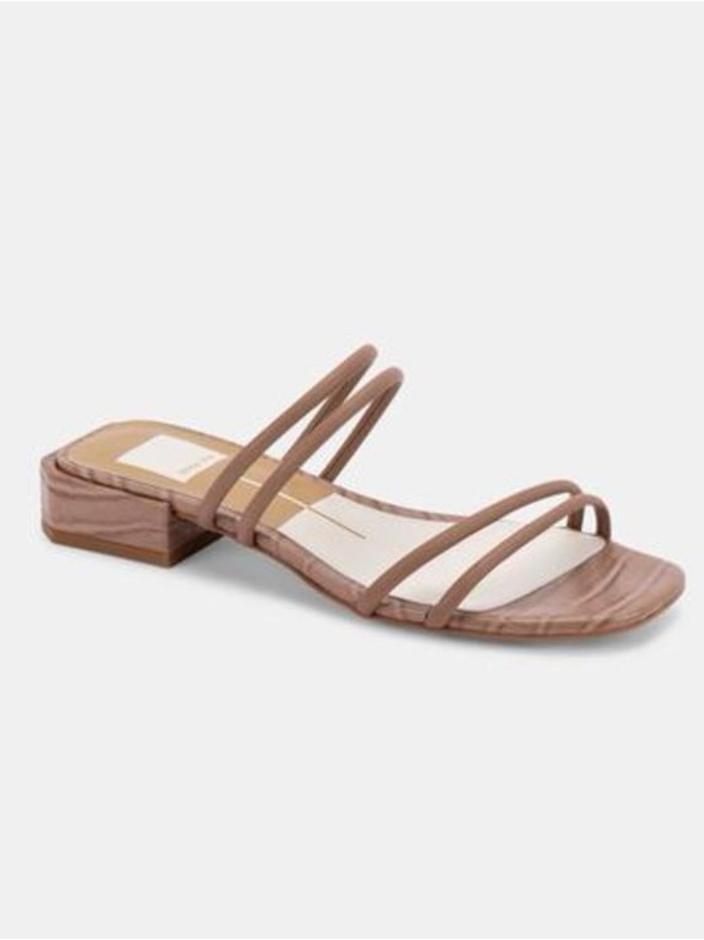 Dolce Vita Leather Sandals Haize Low Heel Slide Strappy Tan Square Toe cafe tan